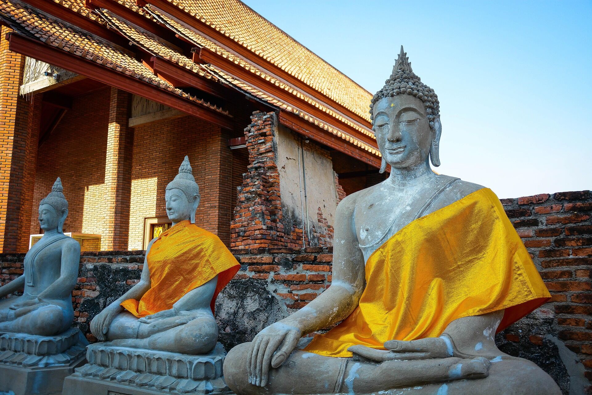 Sukhothai Buddhist Statues at the ancient temple, Thailand